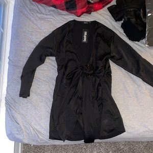 Satin Wrap Shirt Style Dress